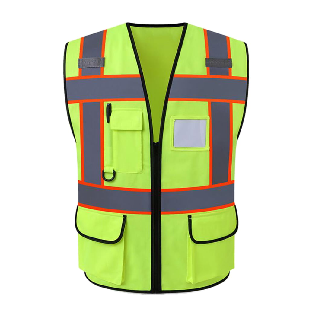 XXL Reflective Vests 2Pcs High Visibility Reflective Safety Vest with Reflective Strips and Transparent ID Pockets 