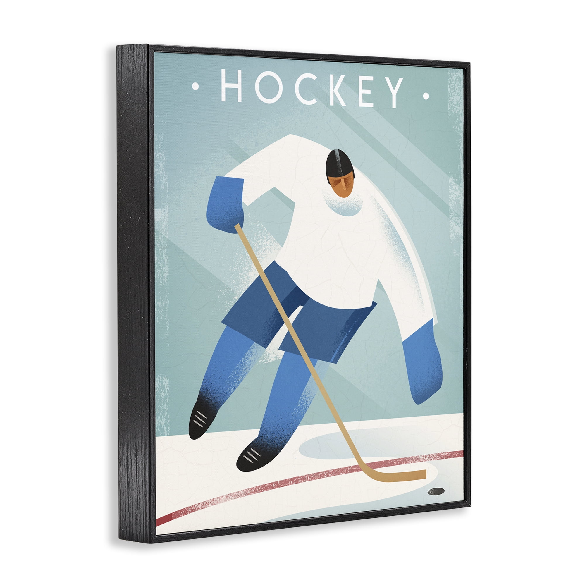 Stupell Industries Vintage Hockey Player Black Framed Giclee Art, design by Martin Wickstrom