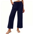 thumbnail image 2 of Tqcoqu Womens Casual Pants Loose High Waist Cropped Palazzo Beach Pants Summer Outfits 2026 Trendy,Navy Women's S-XXL, 2 of 6