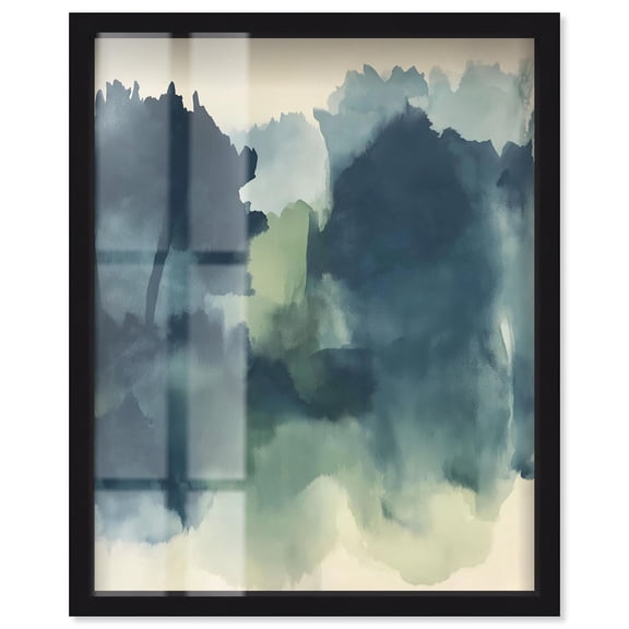 Homage to The Park II Shadowbox Print Blue Abstract Art by Art Remedy, Black Frame, 16 x 20