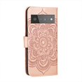 thumbnail image 5 of Mandala Case for Google Pixel 6 Pro, Premium Leather Flip Wallet Card Slots Magnetic Stand Protective Cover Ultra Slim Case with Lanyard, Embossed Flip Cover-Rose Gold, 5 of 16