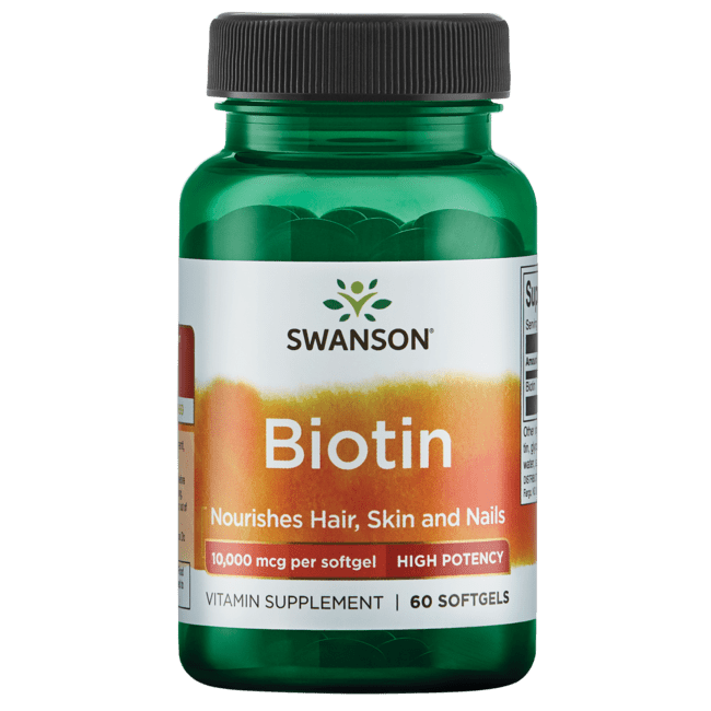 Swanson Premium Super Strength Biotin Softgels, 10,000 mcg, 60 Ct