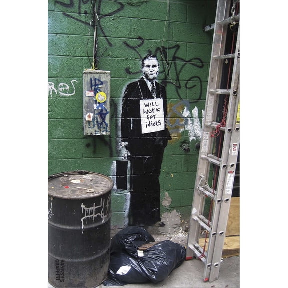 Banksy's Graffiti | Work for Idiots 24x36" (Vertical) Art Print