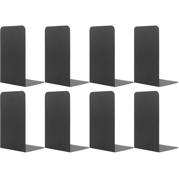 MSDADA Bookends Metal Book Ends Supports Black(4 Pairs)