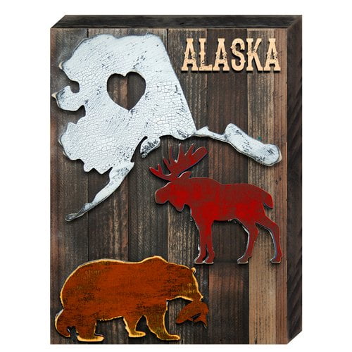 Designocracy I Love Alaska Animals Wall D cor