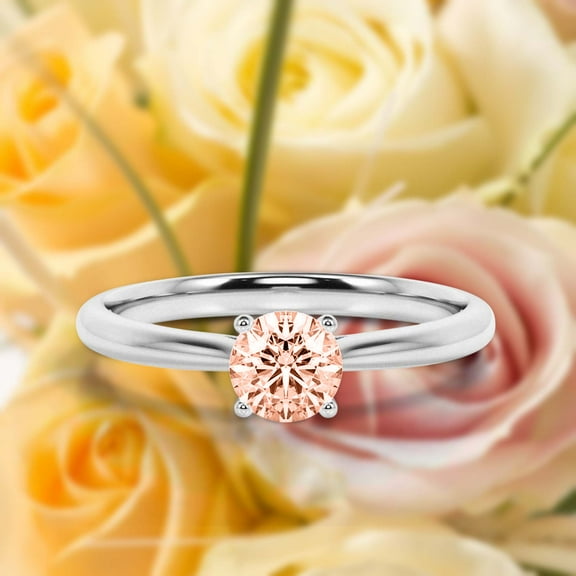 Gorgeous Minimalist 1.00 Carat Round Cut Morganite Solitaire Engagement Ring, Wedding Ring in 10k Solid White Gold, Gift For Her,Promise Ring, Anniversary Ring