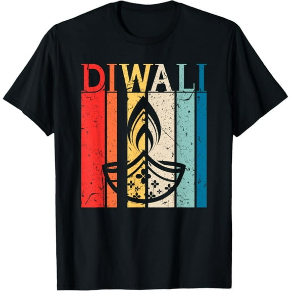 Deepavali Retro Diwali Festival of Light T-ShirtMen and women, Black T-shirt, size: Extra large