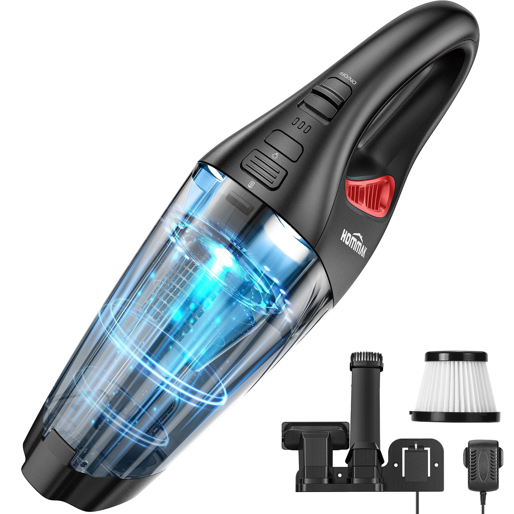 Huepar Portable Car Vacuum, 13000PA Cordless Handheld Car Vacuum Cleaner  Rechargeable with LED Light, 2 Washable HEPA Filter, Deep Detailing Cleaning  Kit HV13 