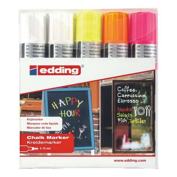 edding 4090 Jumbo Chalk Marker Set, 5-Colors
