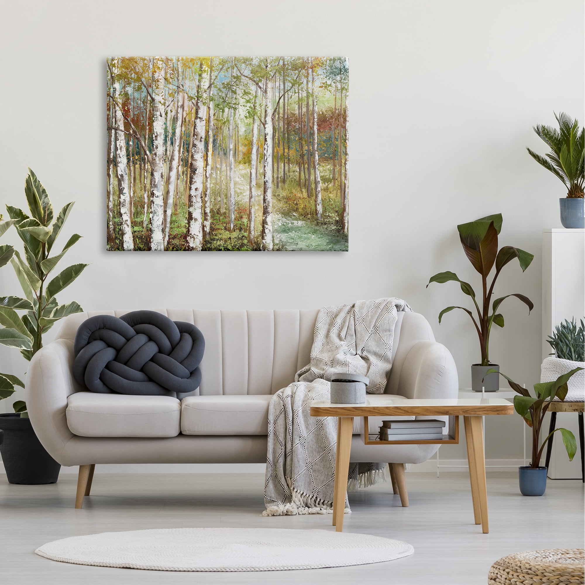 Stupell Industries Birch Orchard Grove Hiking Path Passage Impressionist Painting,48 x 36, Design by Nan