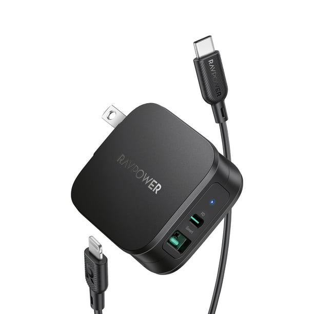 RAVPower USB C Charger,30W Foldable PD3.0 Fast Charger with 3FT