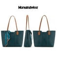 thumbnail image 5 of Montana West Tote Bags for Women Medium Top Handle Handbags with Scarf, Teal Blue, 5 of 7