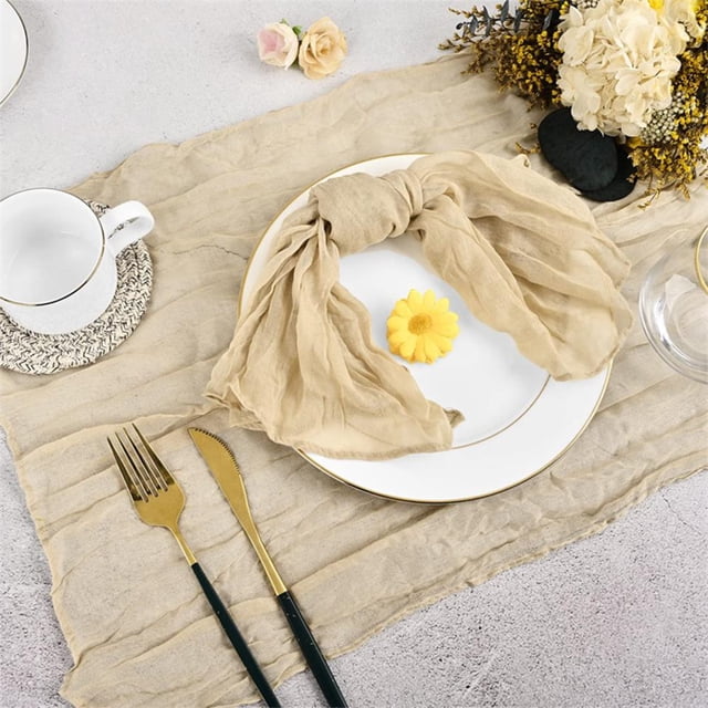 Feltree 6 Pack Bohemian Gauze Cheese Napkins Ruffle Napkins Soft Napkins Decorative Cloth Napkins for Wedding Party Home Daily Use