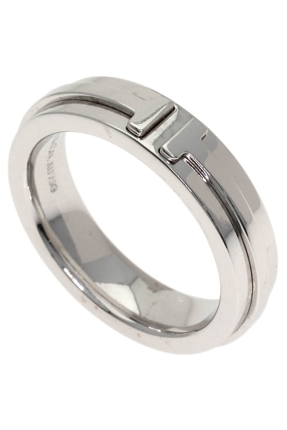 Pre-Owned Tiffany & Co. T Narrow Ring, 18K White Gold, Women's.