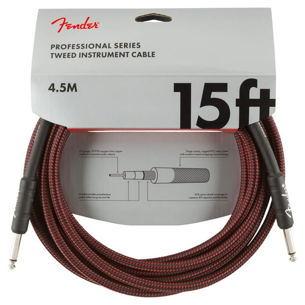 Cable de instrumentos Fender Professional Series, 15 pies, tweed rojo