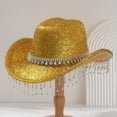 thumbnail image 2 of Fgnfyis Cowboy Hat for Men and Women with Shiny 3D Round Gemstones and Rhinestone Fringes Western Style Fashion Sun Hats for Women Outdoor GD1, 2 of 3