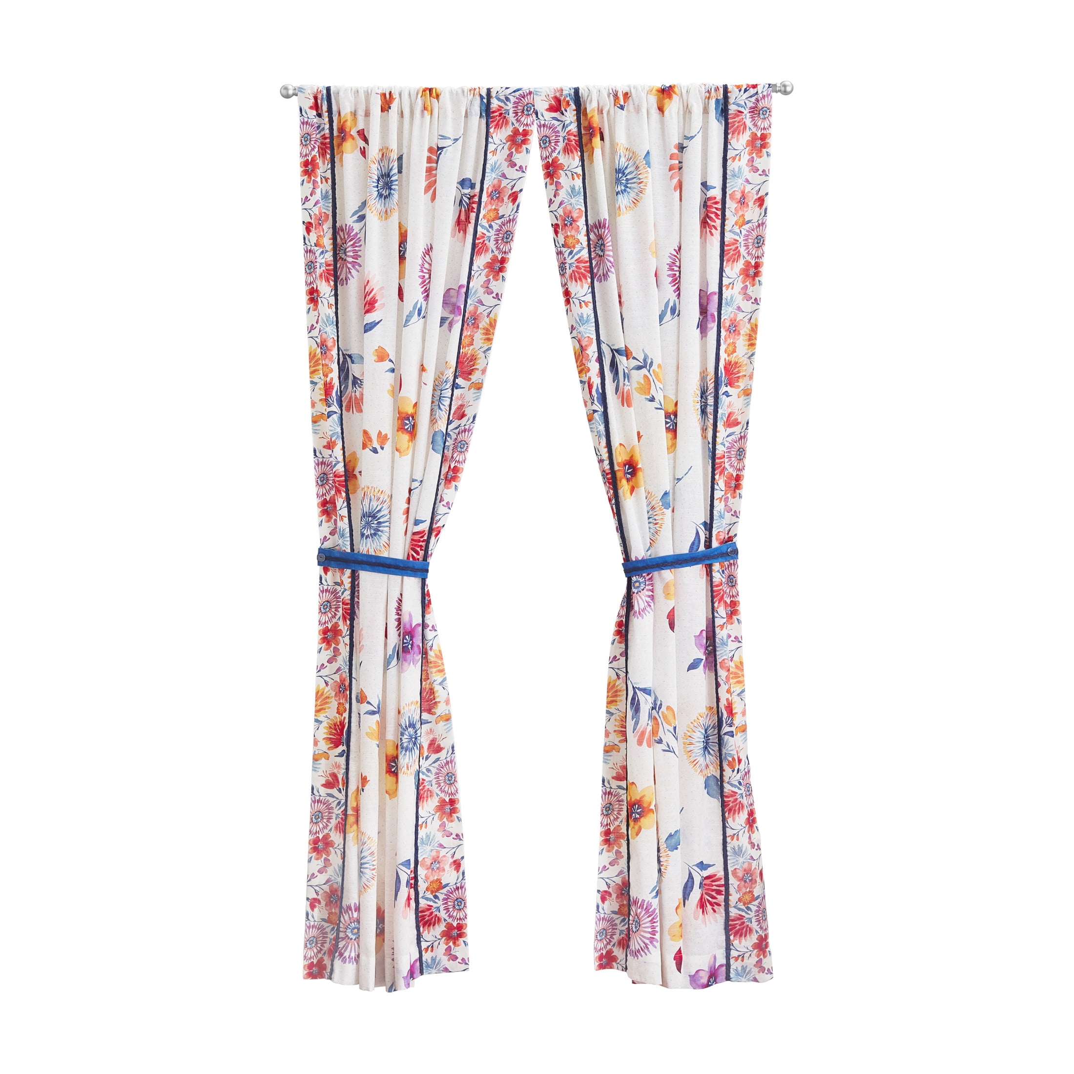 The Pioneer Woman Sheer Cotton Curtain Panel, Floral, 1 Panel, 50 in x 84 in