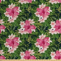 Floral Fabric by the Yard, Exotic Summer Pattern with Tropical Flowers and Leaves Blooming Hawaiian Jungle, Decorative Upholstery Fabric for Chairs & Home Accents, Multicolor by Ambesonne