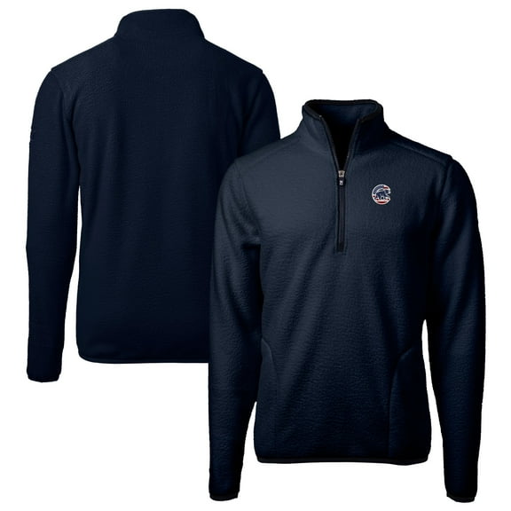Men's Cutter & Buck Navy Chicago Cubs Big & Tall Americana Cascade Eco Fleece Quarter-Zip Jacket