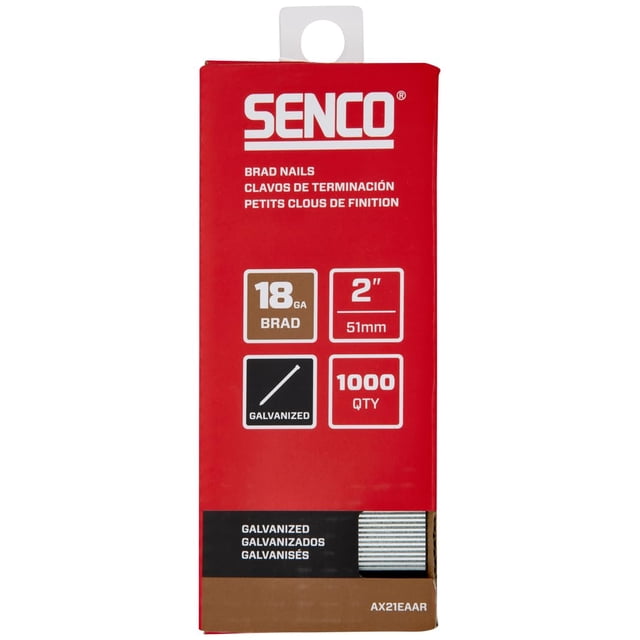 Brad Nails Senco AX21EAAR, calibre 18 pulgadas, galvanizado, 1000 unidades