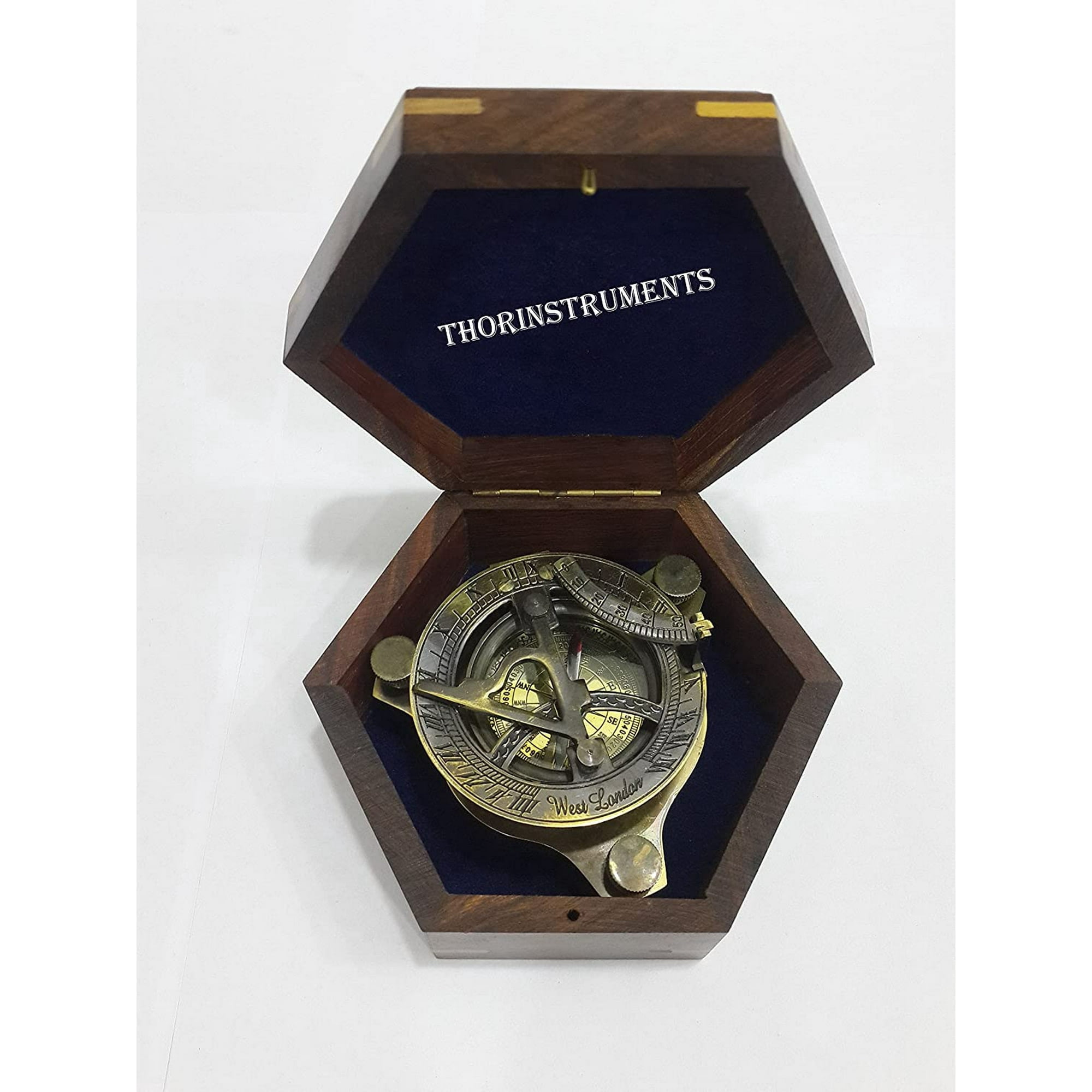 Maritime Collectible Sundial Compass – Vintage Navigational Instrument with Antique Brass Finish, Unique Maritime Antique Compass for Collectors and Enthusiasts