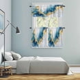 thumbnail image 6 of Watercolor Modern Art Kitchen Curtains Valances and Tiers Set of 3 Blue Gold Blooming Effect Tier Curtains and Valance with Rod Pocket for Small Windows, 27.5"x36", 6 of 9