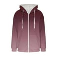 thumbnail image 7 of Zedker Casual Hooded Long Sleeve Gradient Color Jackets for Women Fall Winter Zipper Soft Inner Fleece Thermal Outerwears with Pockets,Watermelon Red,XXL, 7 of 7