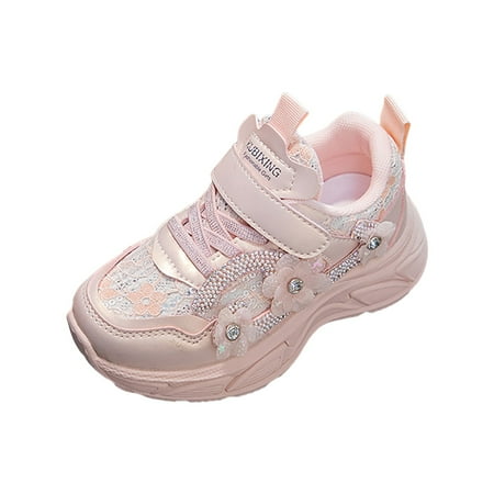 ZHAGHMIN Cute Flower Walking Sneakers Girls Children S Running Shoes Leather Mesh Breathable Girls  Sports Shoes Cute Toddler Girl Shoes Pink Size37