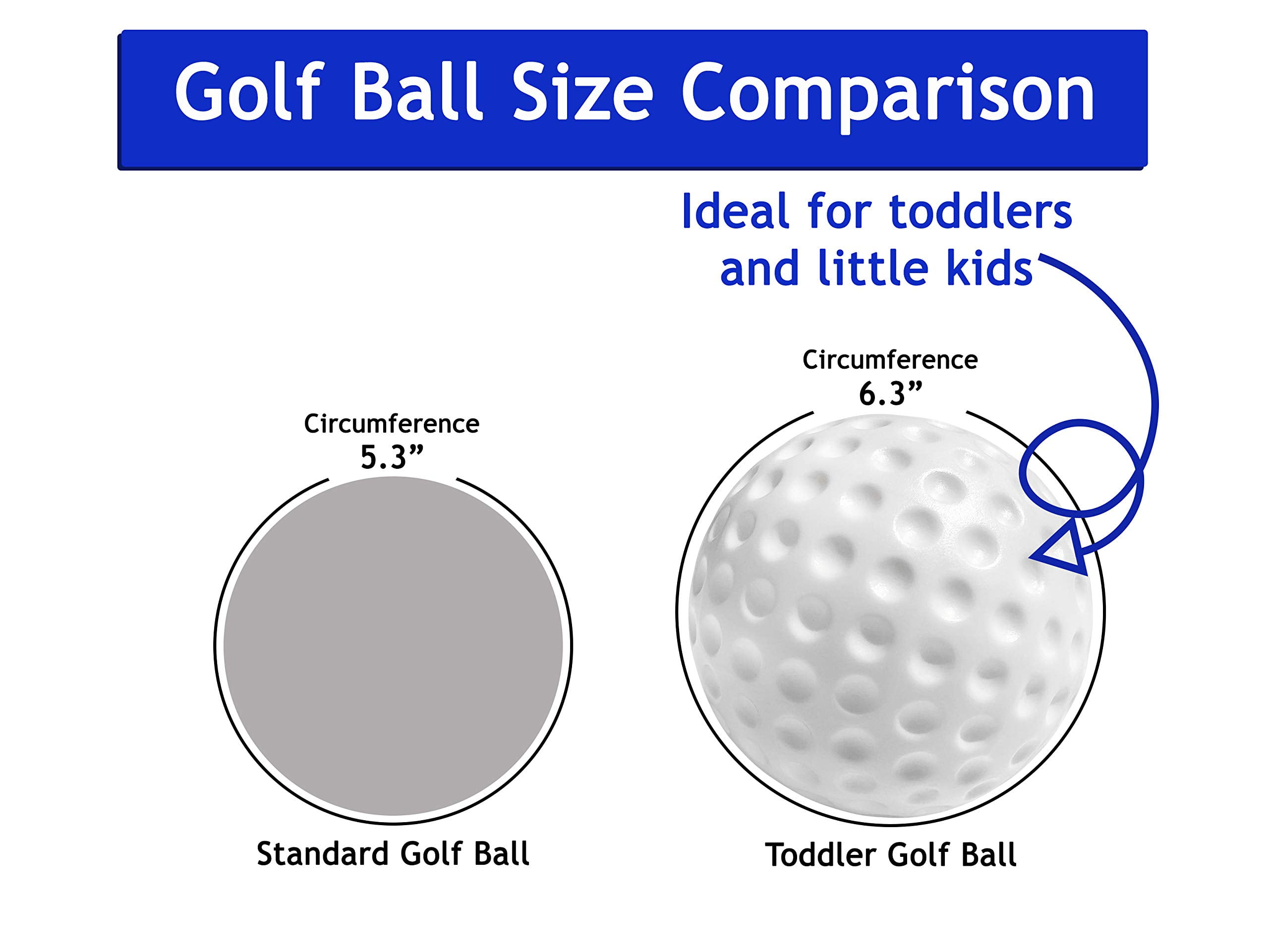 Botabee Kids Golf Set Toy - Toddler & Little Kids Replacement Golf Ball 2" - for Little Tikes Baby Golf Clubs - Pack of 6 - Oversized Ball Toy - Plastic Golf Balls for Beginners or Kids 3+ Years