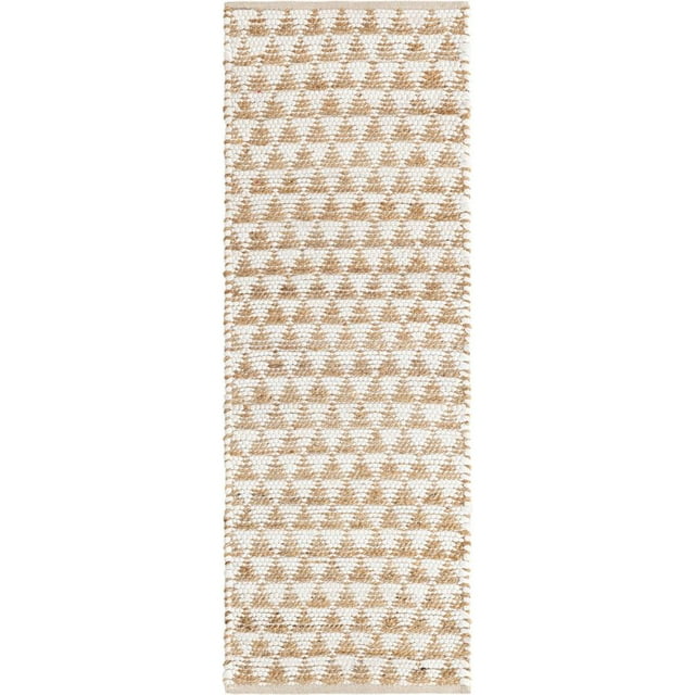 Unique Loom Chindi Jute Geometric Casual Rug 2' 2 x 6' Runner White/Natural
