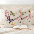 thumbnail image 3 of Flowers Butterfly Outdoor Waterproof Pillow Covers, Vintage Farmhouse Spring Floral Decorative Square Throw Pillowcase Sofa Cushion Sham for Patio/Couch/Chair, 16"x16" 2 Pack, 3 of 8
