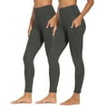 thumbnail image 3 of qucoqpe 2PC Women Fashion High Waist Yoga Pants Solid Slim Fitting Workout Leggings Athletic Sports Pants with Pockets, 3 of 6
