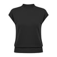 thumbnail image 5 of WAGUTH Women's Mock Neck Cap Sleeve Knit Tops Soft Solid Color Casual Pullover Sweater Blouses for Spring & Summer,Black,L, 5 of 5