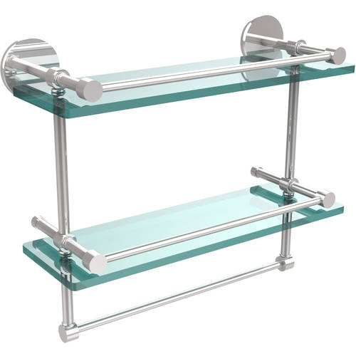 16 Inch Gallery Double Glass Shelf with Towel Bar - P1000-2TB/16-GAL-PC - image 1 of 5