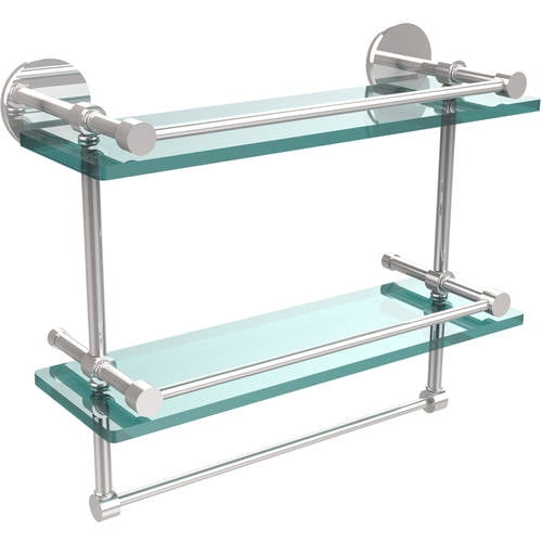16 Inch Gallery Double Glass Shelf with Towel Bar - P1000-2TB/16-GAL-PC