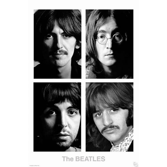 BUY ART FOR LESS Officially Licensed Beatles White Album Cover Black & White 24 x 36 Inch Art Poster - Decorative Print - Poster Paper - Ready to Frame
