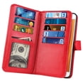 thumbnail image 3 of NEXTKIN Multi Card Slots Double Flap Wallet Pouch Case for Motorola Moto E3 3rd 2016, Red, 3 of 7