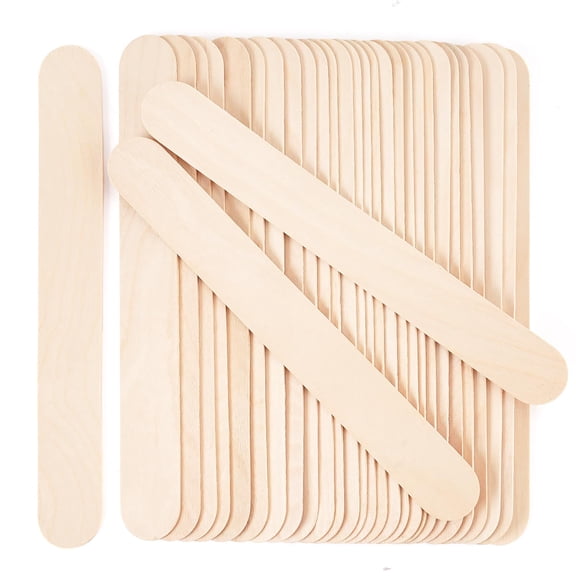 Jumbo Craft Sticks, 60 Pieces 8 Inch Natural Wooden Popsicle Sticks, Multi-Functional Ice Cream Sticks for Crafts, Tongue Depressors, Hair Removal Waxing, Plant Labels, DIY Classroom Projects