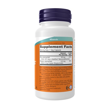 [3個セット] L-オプティジンク(メチオニン+亜鉛) 30mg 100粒 NOW Foods (ナウフーズ)