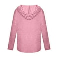 thumbnail image 5 of Taqqpue Women's Casual V Neck Hoodies Shirts Plus Size Solid Color Long Sleeve Drawstring Lightweight Shirts Pullover Tops Loose Oversized Sweatshirt Hooded Tops with Pocket, 5 of 7