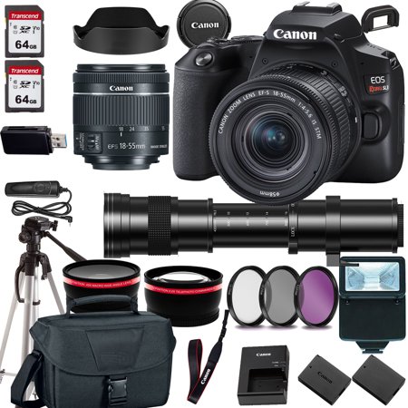 Canon Rebel SL3 / EOS 250D DSLR Camera w/Canon EF-S 18-55mm f/4-5.6 IS STM Lens+420-800mm HD Telephoto Zoom lens+case+128Memory Cards (24PC)