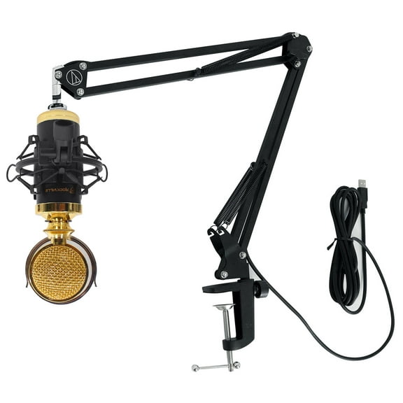Rockville RCM02 Studio Recording Condenser Microphone and Audio Technica Boom Arm