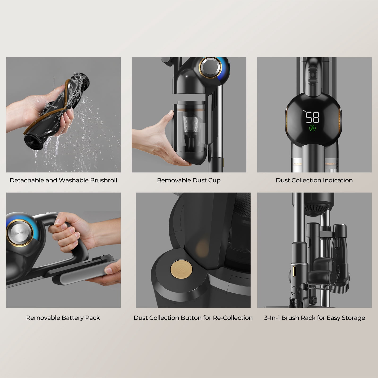 JIGOO V700 Station Cordless Stick Vacuum Cleaner with HEPA Auto-Empty System,33KPa, 55min Runtime, Anti-Tangle, Lightweight Upright Vacuum with LED Illumination for Home Hard Floor, Carpet & Pet Hair