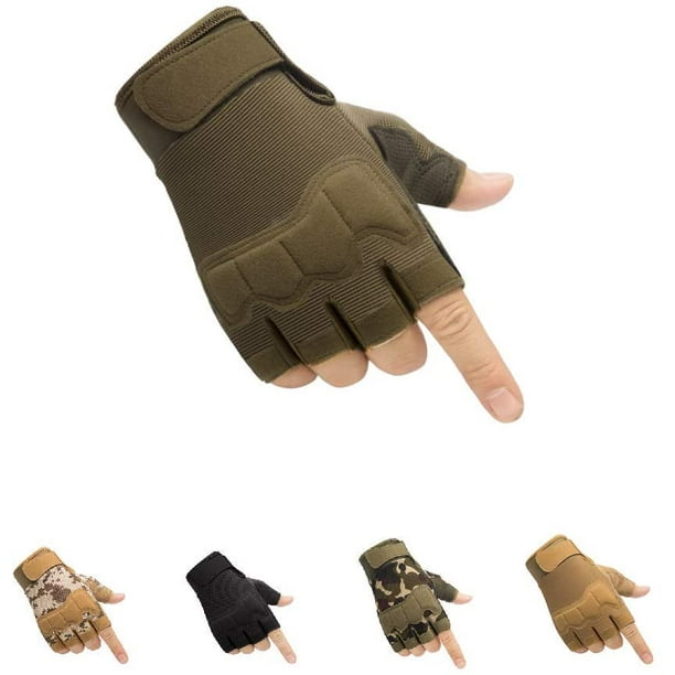 Fingerless Tactical Gloves Knuckle Protective Breathable