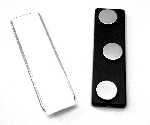 Name Tags with Super Strong Magnetic Fastener - 25pk Kit Includes Printable Clear Labels 1x3 Silver Plastic Blank Badges with Magnets Attached 1/4th Rounded Corners