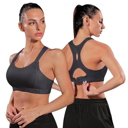 

Women s High Impact Racerback Running Sports Bras Wirefree Front Adjustable Workout Tops Bounce Control Gym Activewear Bra