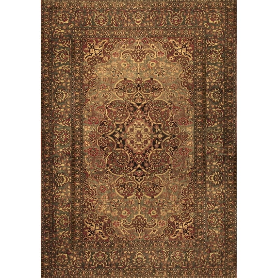 Ahgly Company Indoor Rectangle Medallion Brown Traditional Area Rugs, 5' x 8'