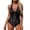 Black, variant on One-Piece Swimsuit with High Waisted Bottom and Supportive Underwire Bathing Suit for Women Blue L