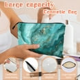 thumbnail image 4 of Makeup Bag Small Toilet Cosmetic Bags Travel Makeup Case Waterproof for Women Girls 6.7X9.45inches - Gorgeous Aqua - Gold Marble, 4 of 7