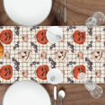 thumbnail image 4 of Halloween Table Runner Spooky Pumpkin Plaid Stripes Watercolor Burlap Table Decoration for Home Kitchen Dining Dinner Indoor Holiday Farmhouse Decor 13x48 Inch, 4 of 6